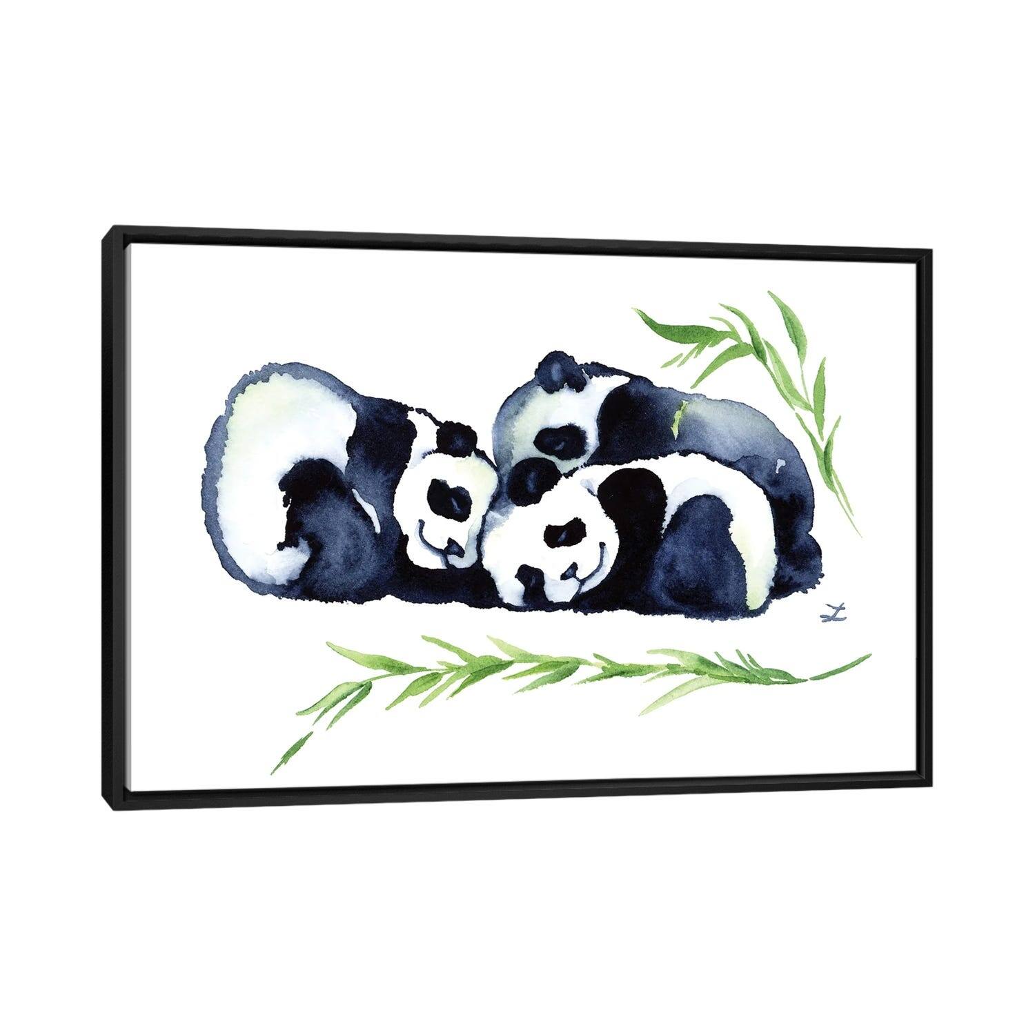 iCanvas "Three Sleeping Baby Panda Bears" by Zaira Dzhaubaeva Framed